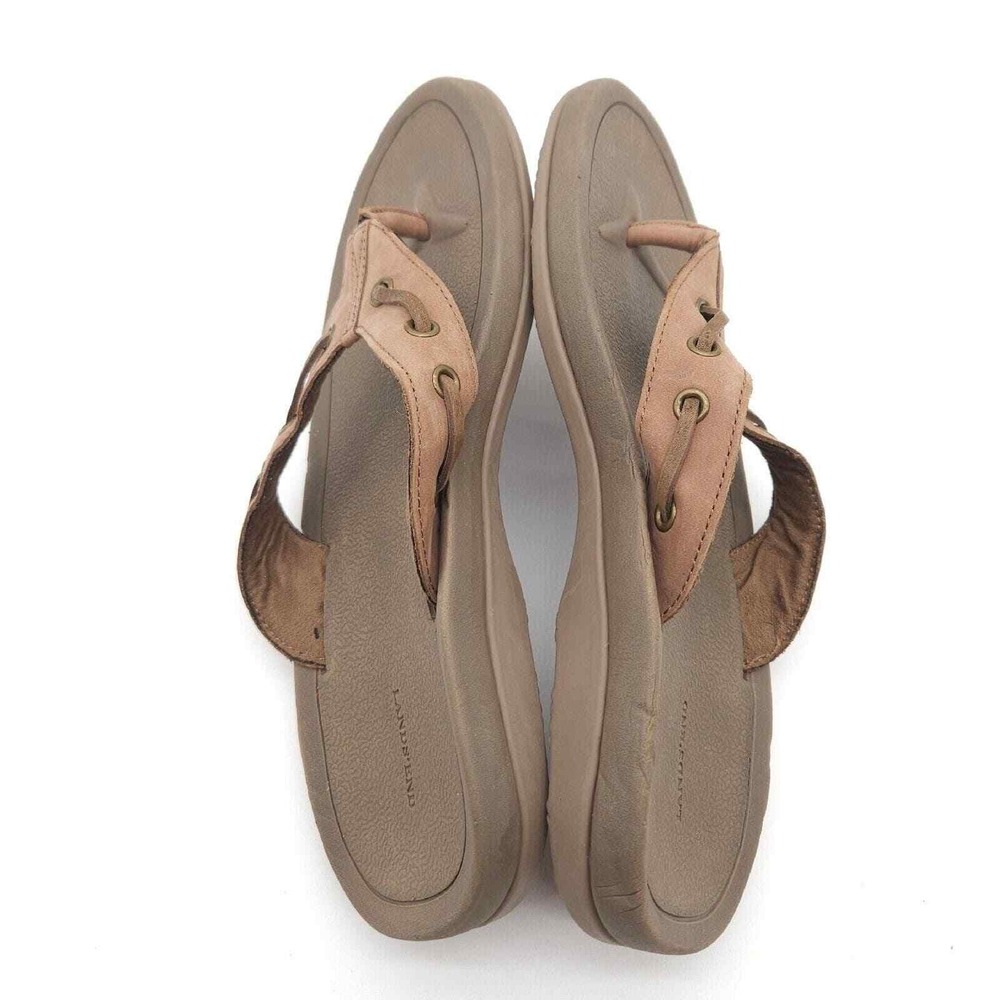 Lands End (Men's 8 D) Brown Flip‎ Flop Thong Sandals Coastal Summer Beach 427927 - Picture 6 of 8